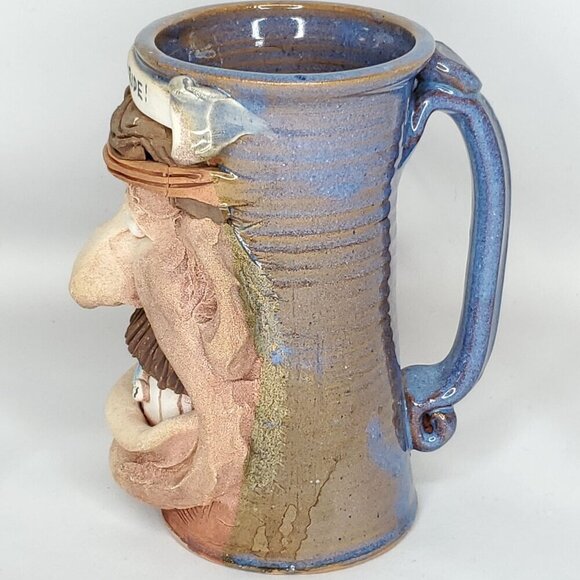 Biker Mug Motorcyclist Mug Mens Beer Mug Funny Clay Face Born to Ride - Picture 3 of 9